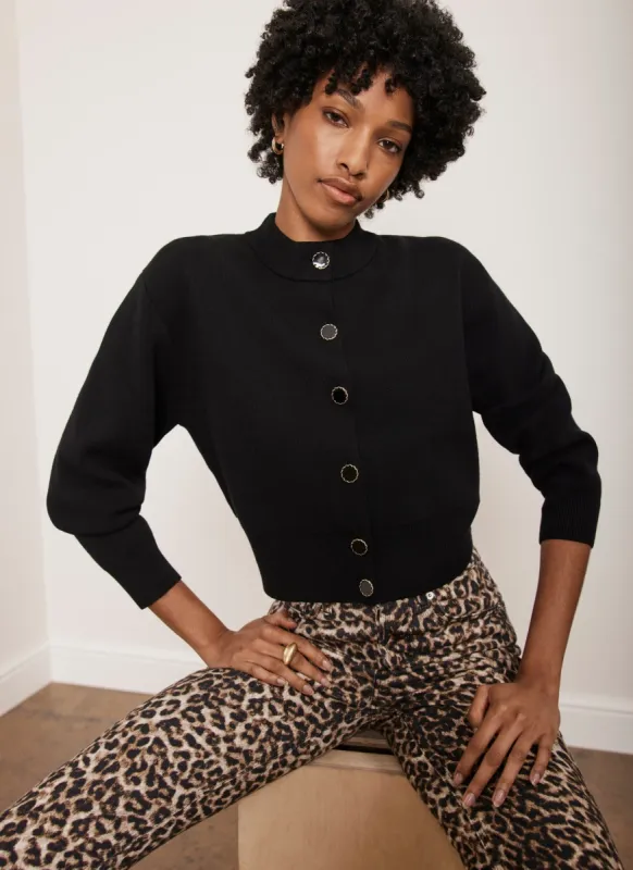 Black Knitted Cropped Cardigan sold by Mint Velvet