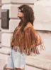 Tan Suede Fringed Waistcoat sold by Mint Velvet