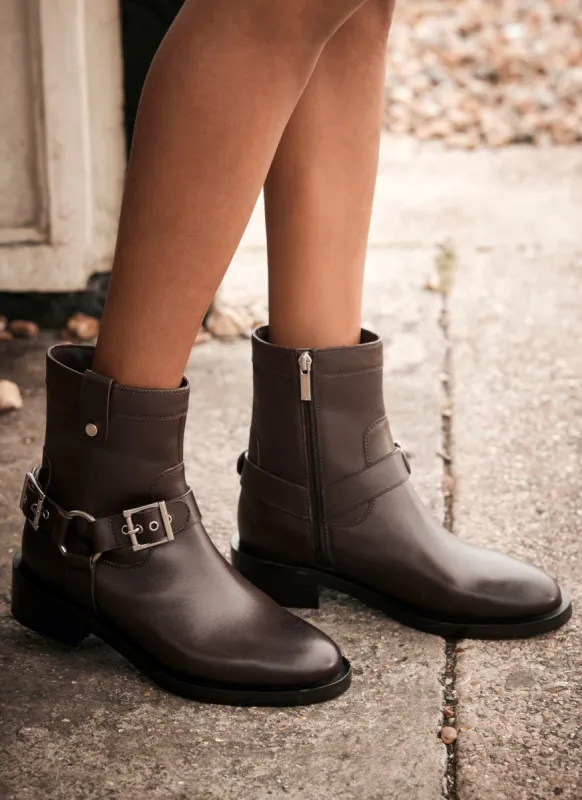 Brown Leather Biker Boots sold by Mint Velvet