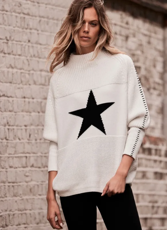 White Cotton Blend Star Jumper sold by Mint Velvet