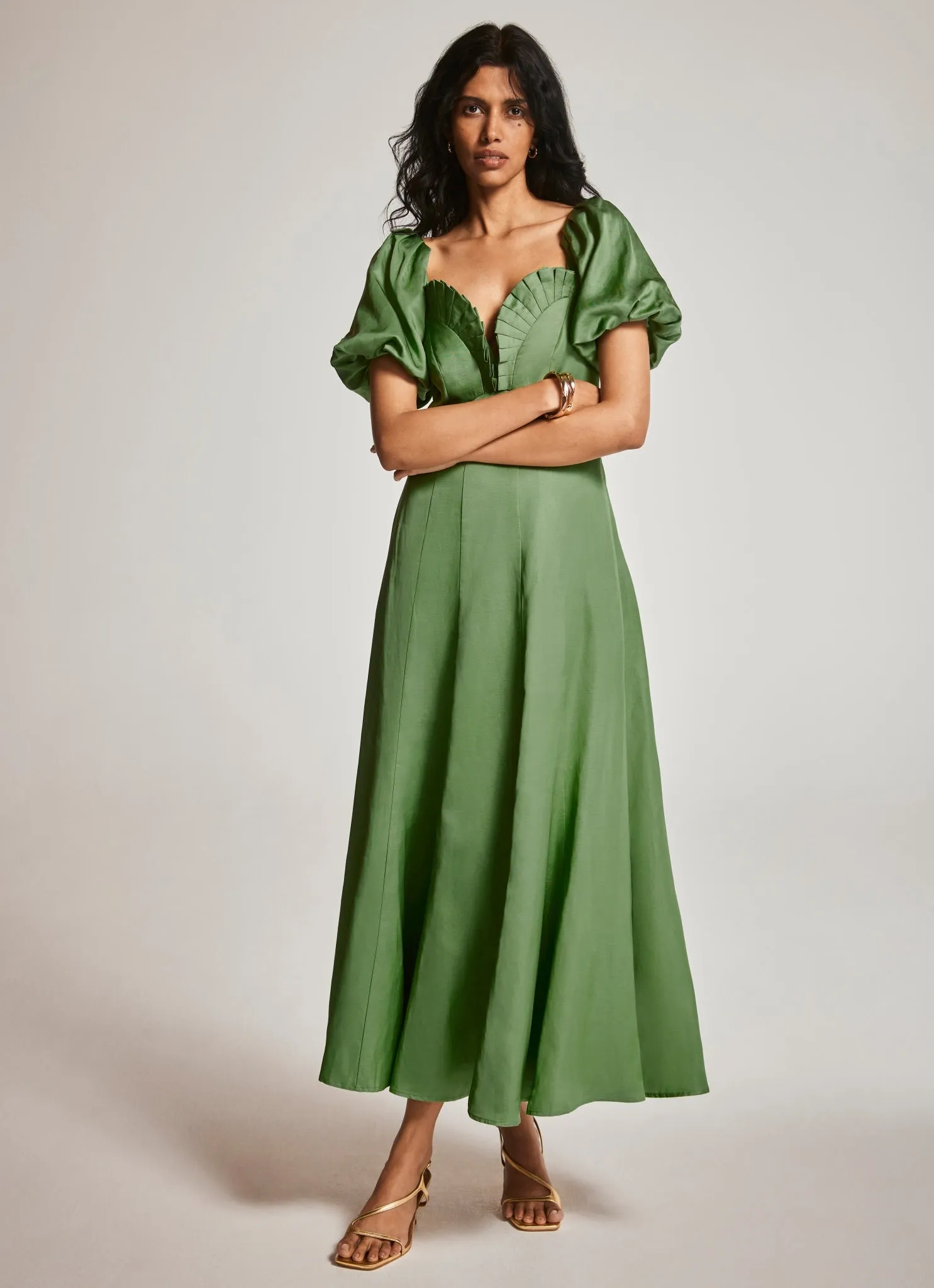 Green Puff Sleeve Maxi Dress sold by Mint Velvet product image thumbnail 3
