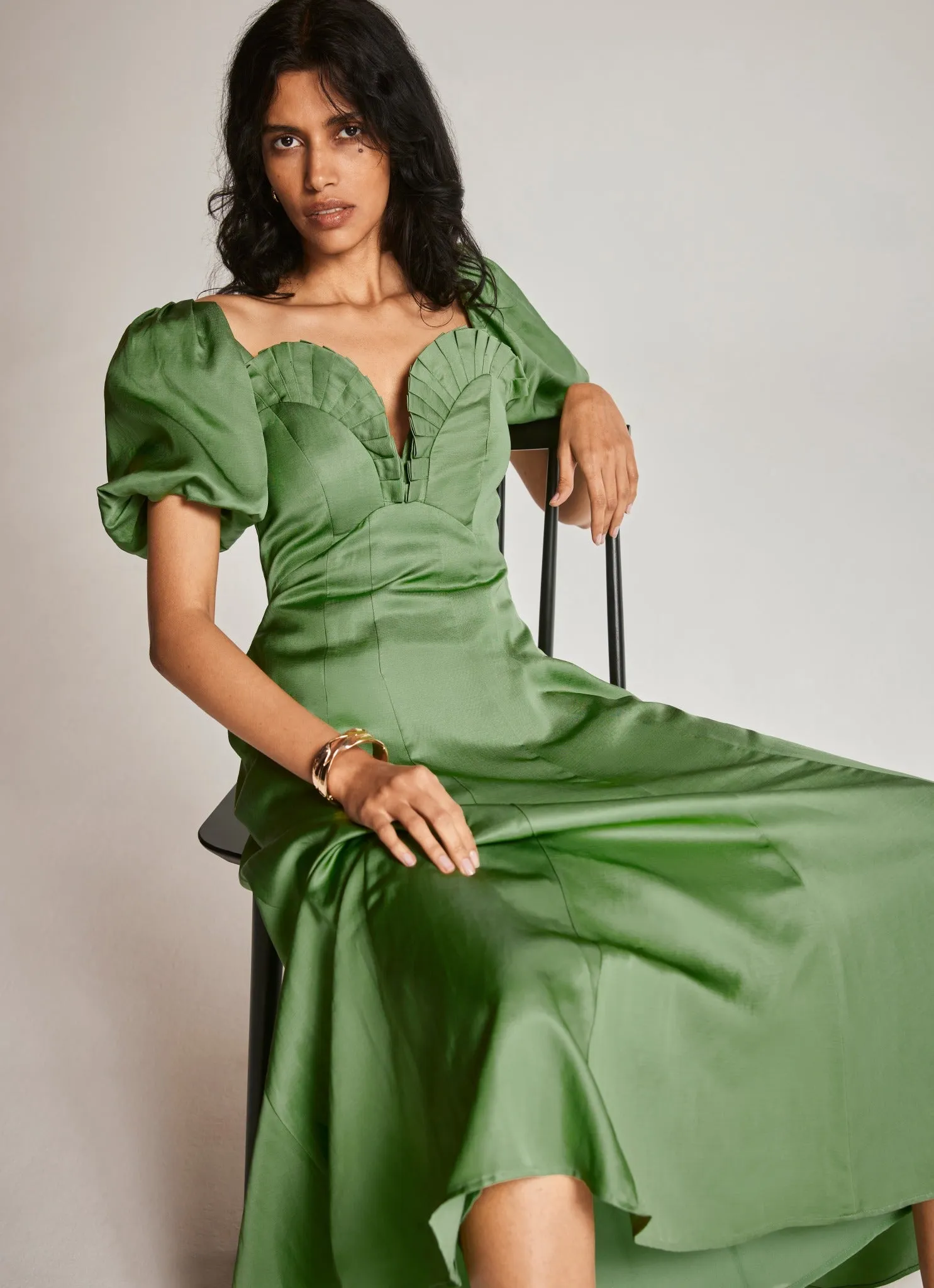Green Puff Sleeve Maxi Dress sold by Mint Velvet product image thumbnail 2