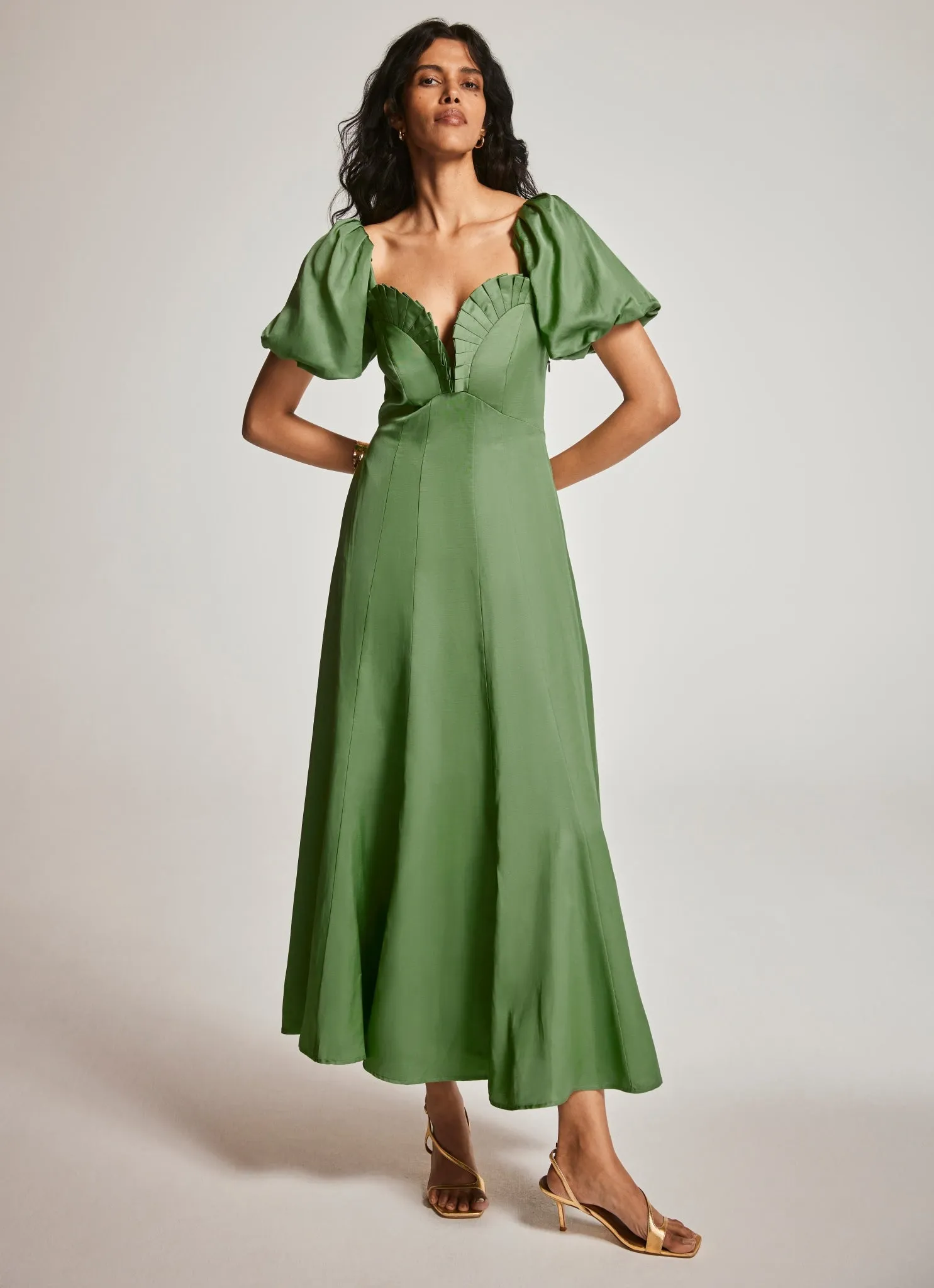 Green Puff Sleeve Maxi Dress sold by Mint Velvet product image thumbnail 5