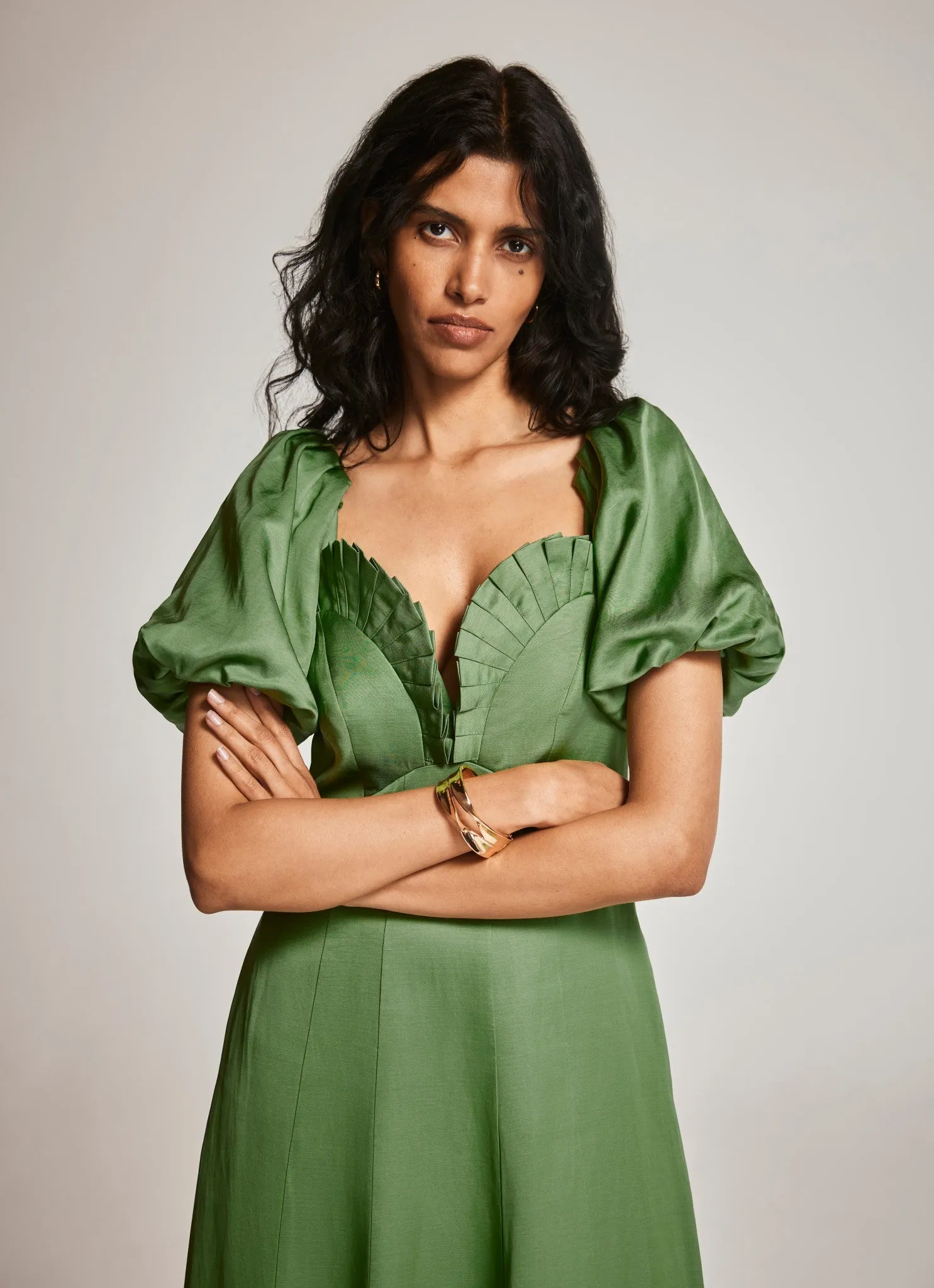 Green Puff Sleeve Maxi Dress sold by Mint Velvet product image thumbnail 4