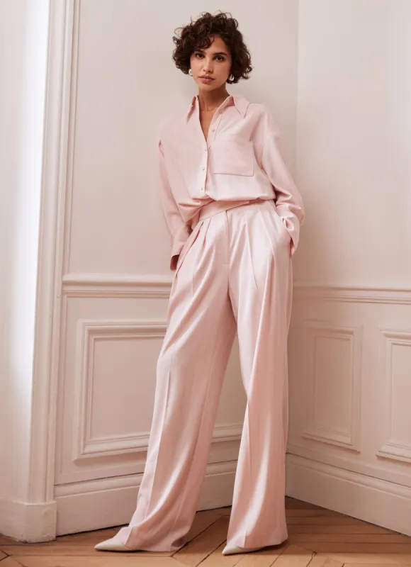 Pink Pinstripe Wide Trousers sold by Mint Velvet