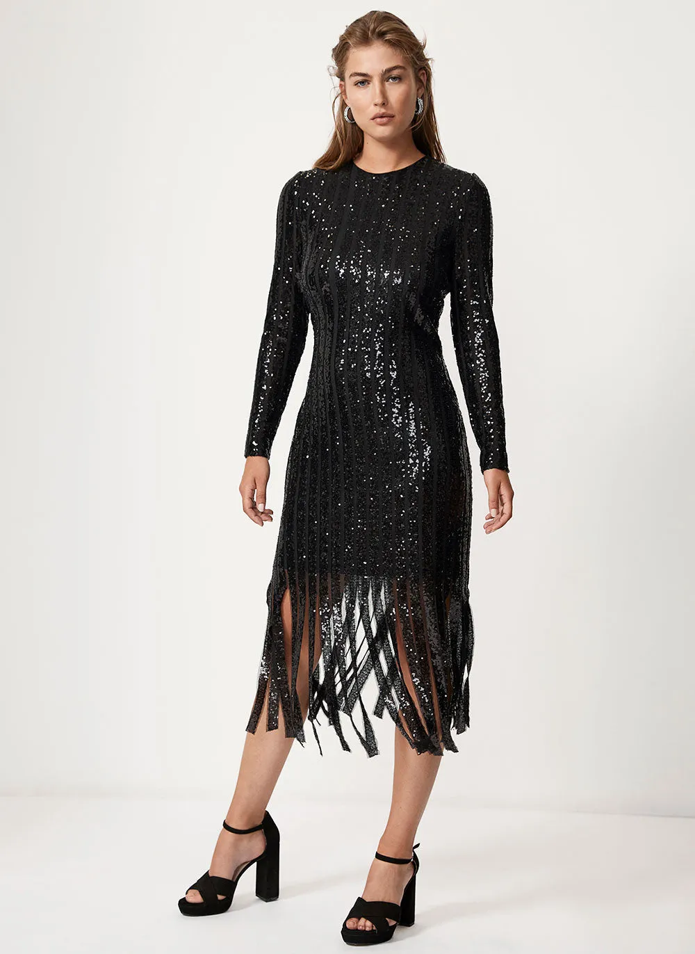 Black Sequin Fringe Midi Dress sold by Mint Velvet product image thumbnail 5