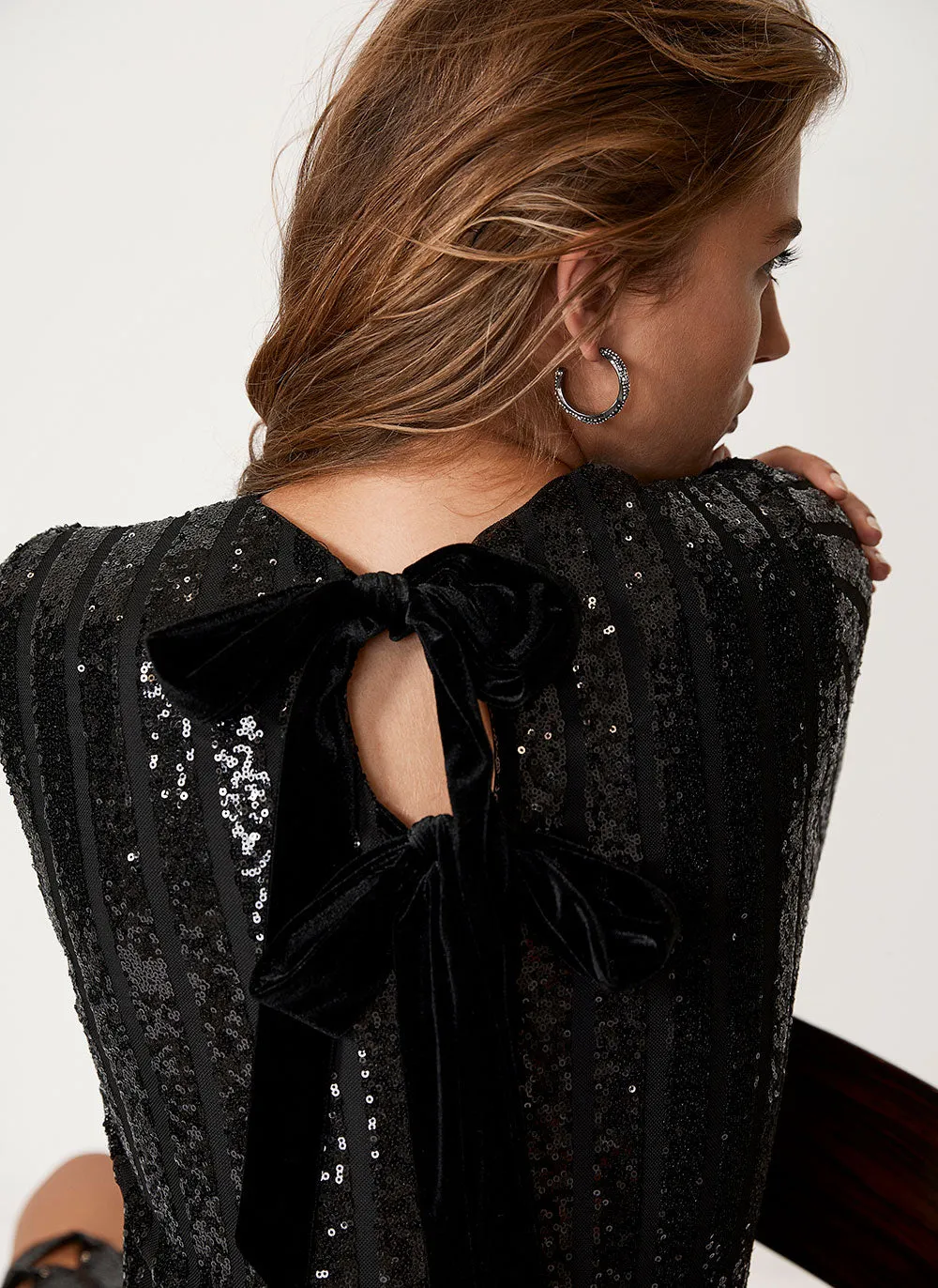 Black Sequin Fringe Midi Dress sold by Mint Velvet product image thumbnail 3