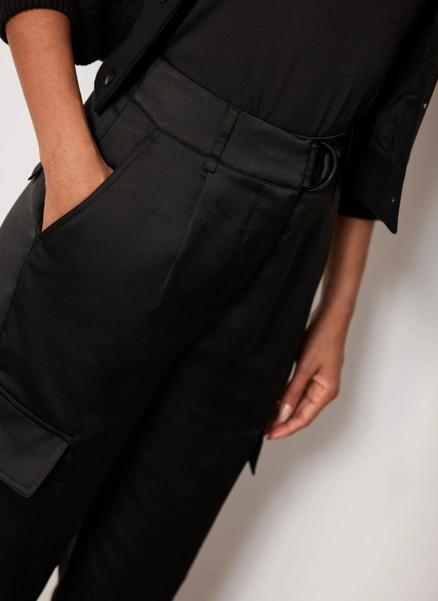 Black Satin Cargo Trousers sold by Mint Velvet product image thumbnail 4