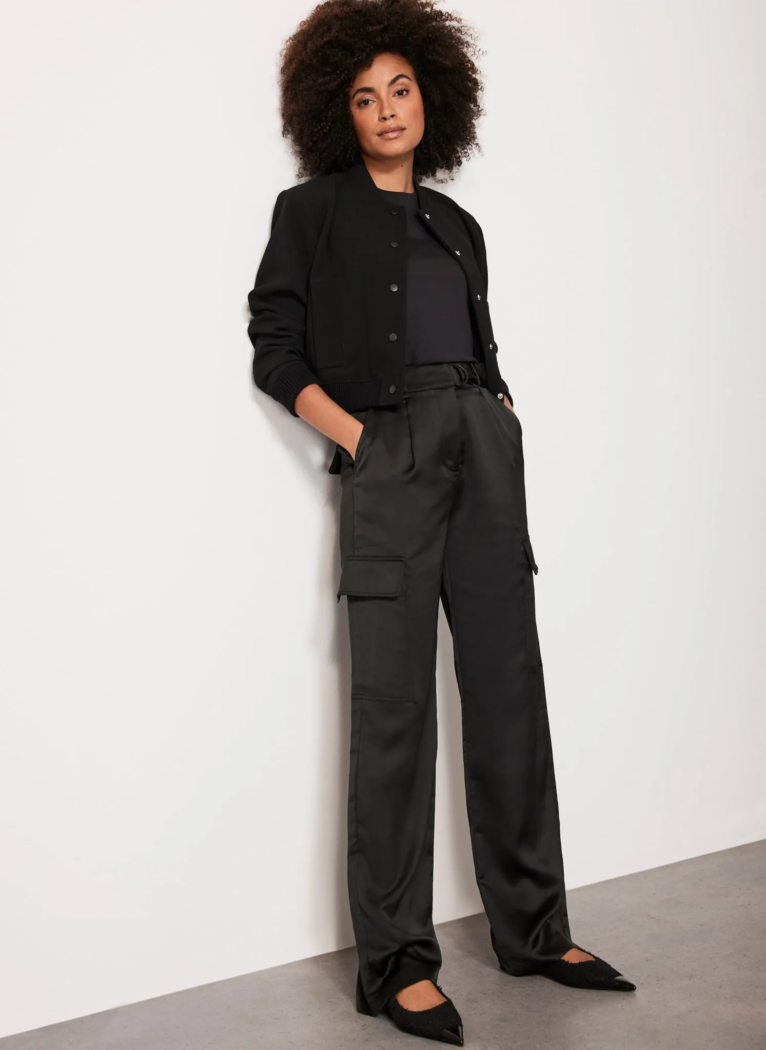 Black Satin Cargo Trousers sold by Mint Velvet product image thumbnail 3