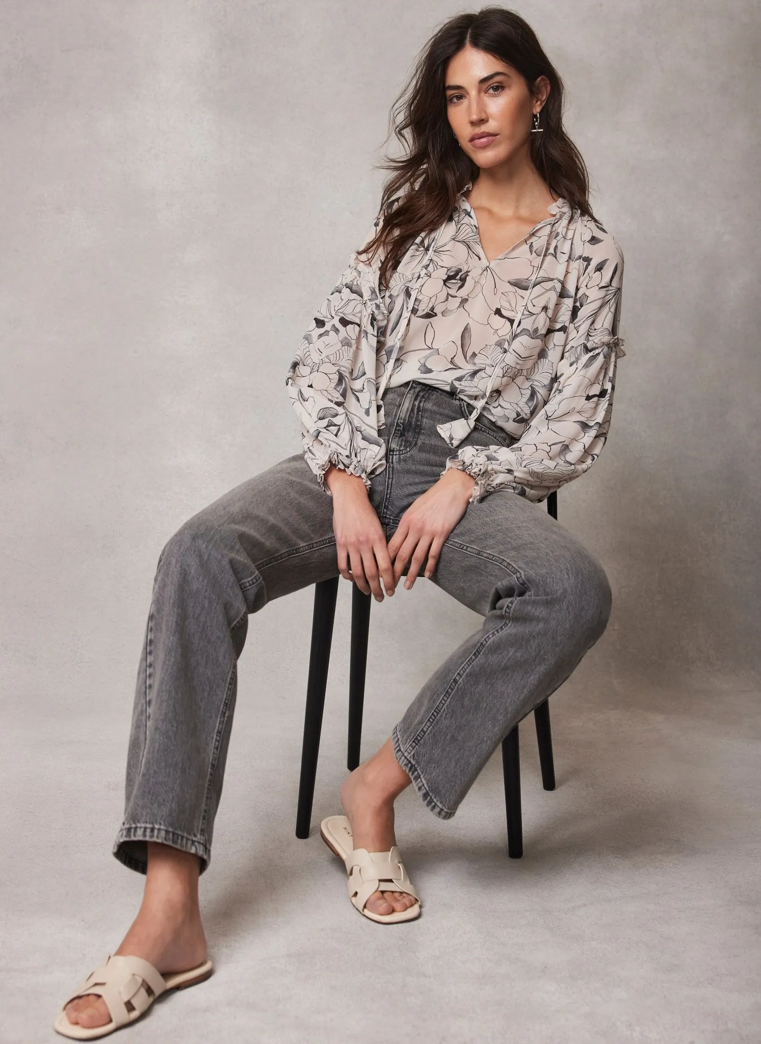 Cream Floral Print Blouse sold by Mint Velvet product image thumbnail 3