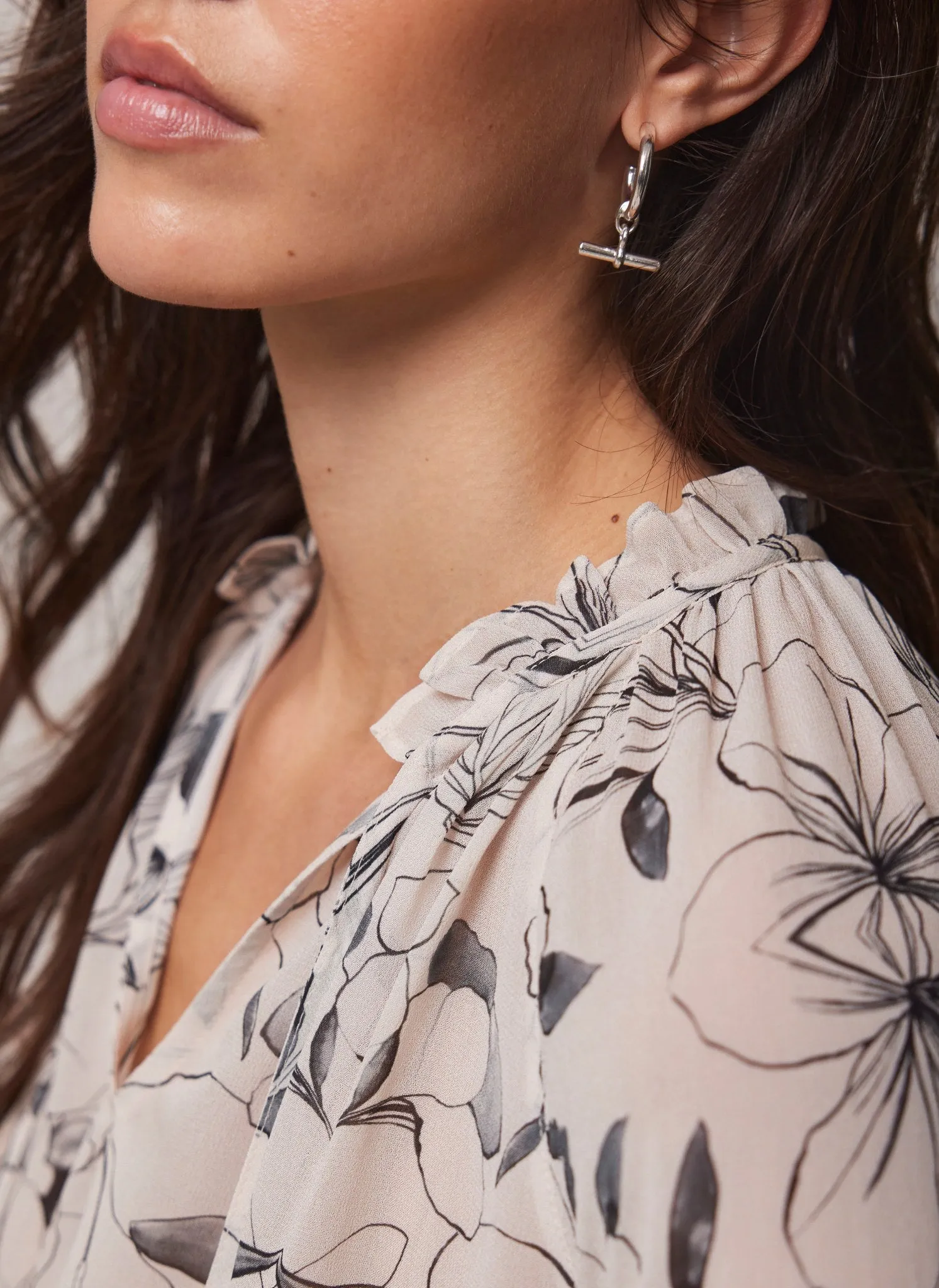 Cream Floral Print Blouse sold by Mint Velvet product image thumbnail 4