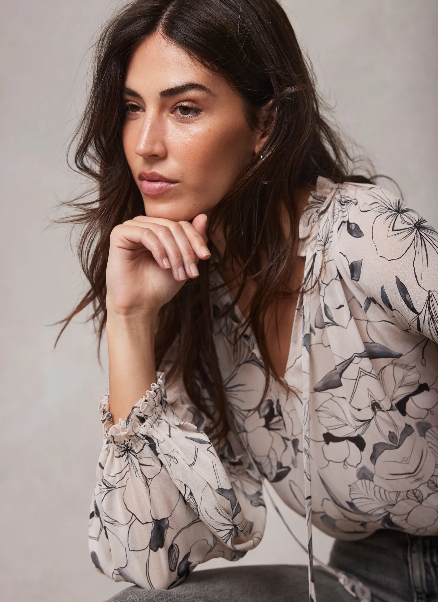 Cream Floral Print Blouse sold by Mint Velvet product image thumbnail 5