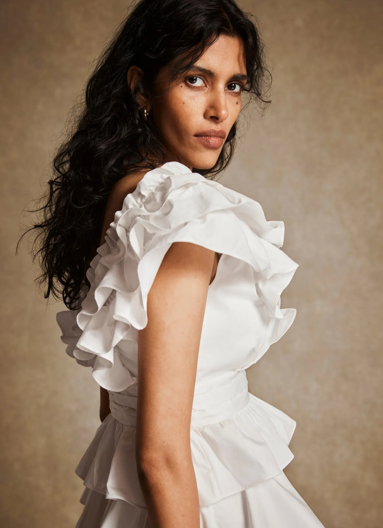 White Cotton Peplum Ruffle Top sold by Mint Velvet product image thumbnail 3