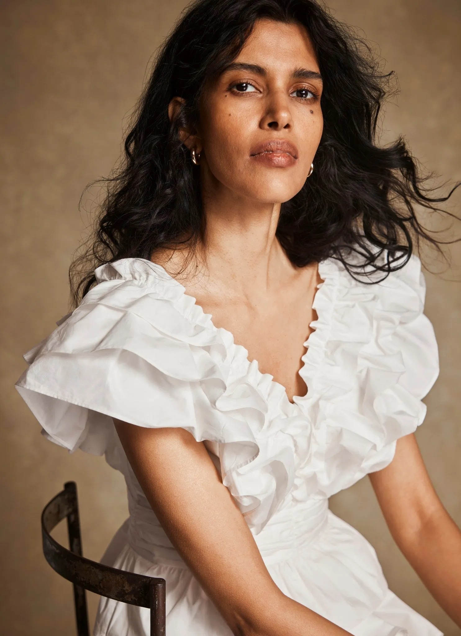 White Cotton Peplum Ruffle Top sold by Mint Velvet product image thumbnail 5