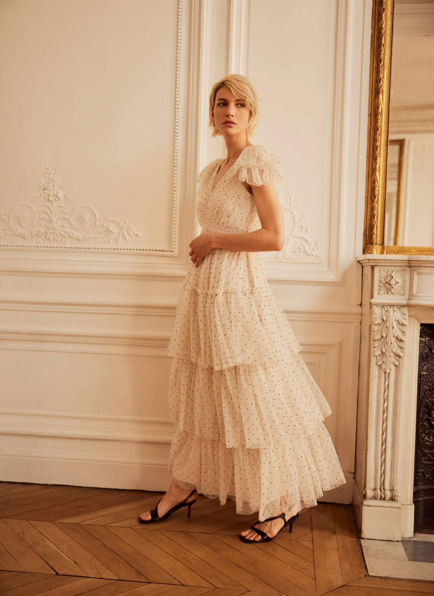 Cream Polka Dot Tulle Maxi Dress sold by Mint Velvet product image thumbnail 3