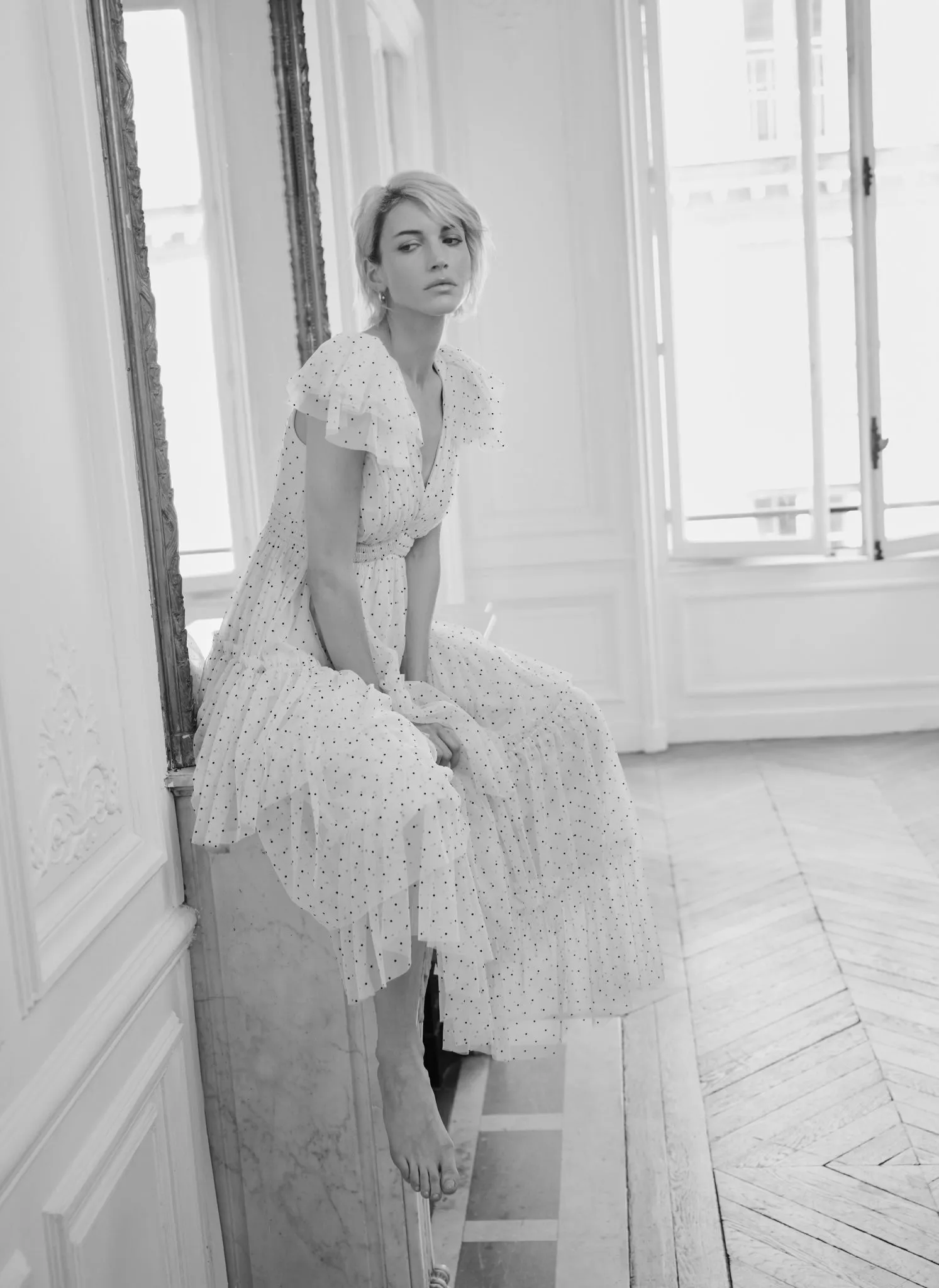 Cream Polka Dot Tulle Maxi Dress sold by Mint Velvet product image thumbnail 2