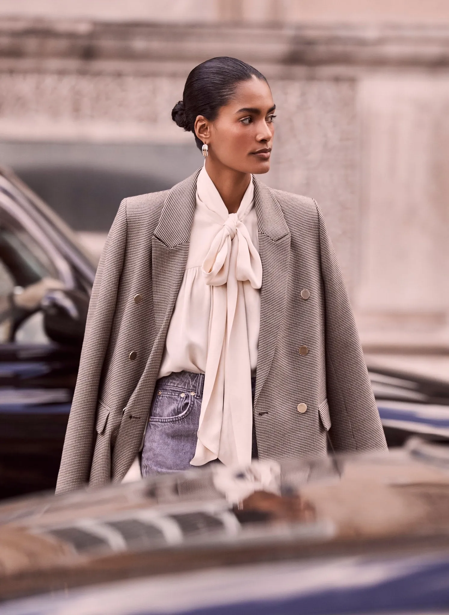 Neutral Check Blazer sold by Mint Velvet product image thumbnail 2