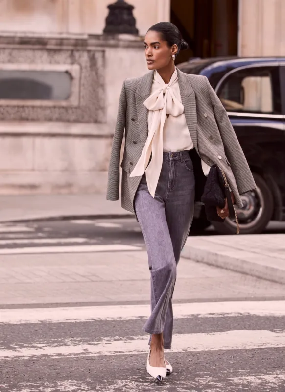 Neutral Check Blazer sold by Mint Velvet