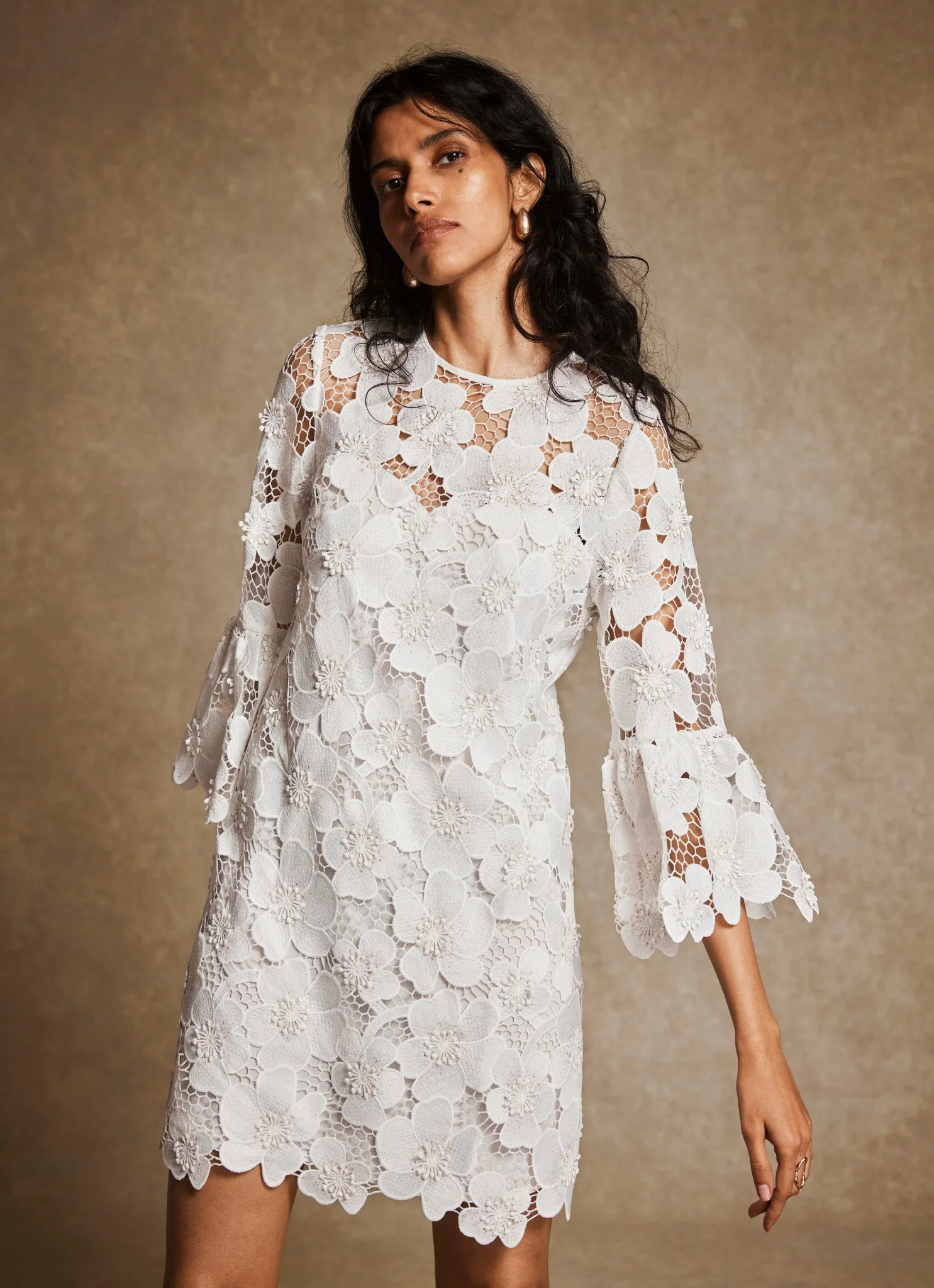 White Floral Lace Mini Dress sold by Mint Velvet product image thumbnail 2