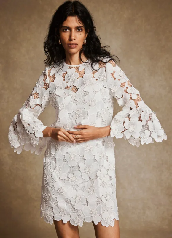 White Floral Lace Mini Dress sold by Mint Velvet