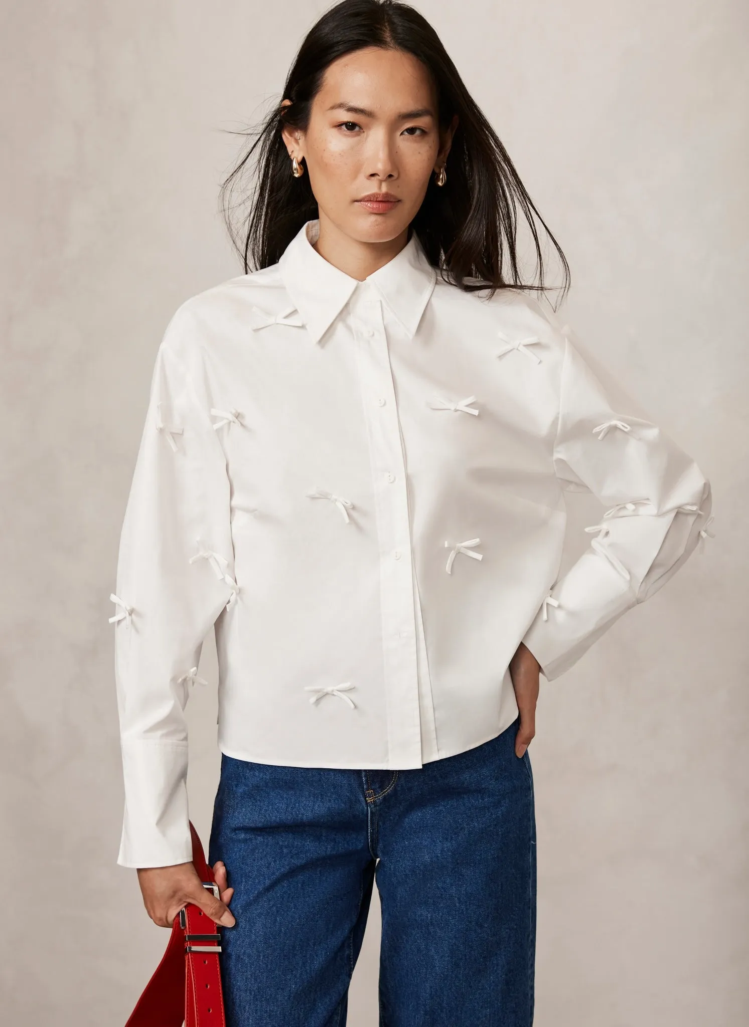 White Bow Detail Shirt sold by Mint Velvet product image thumbnail 5