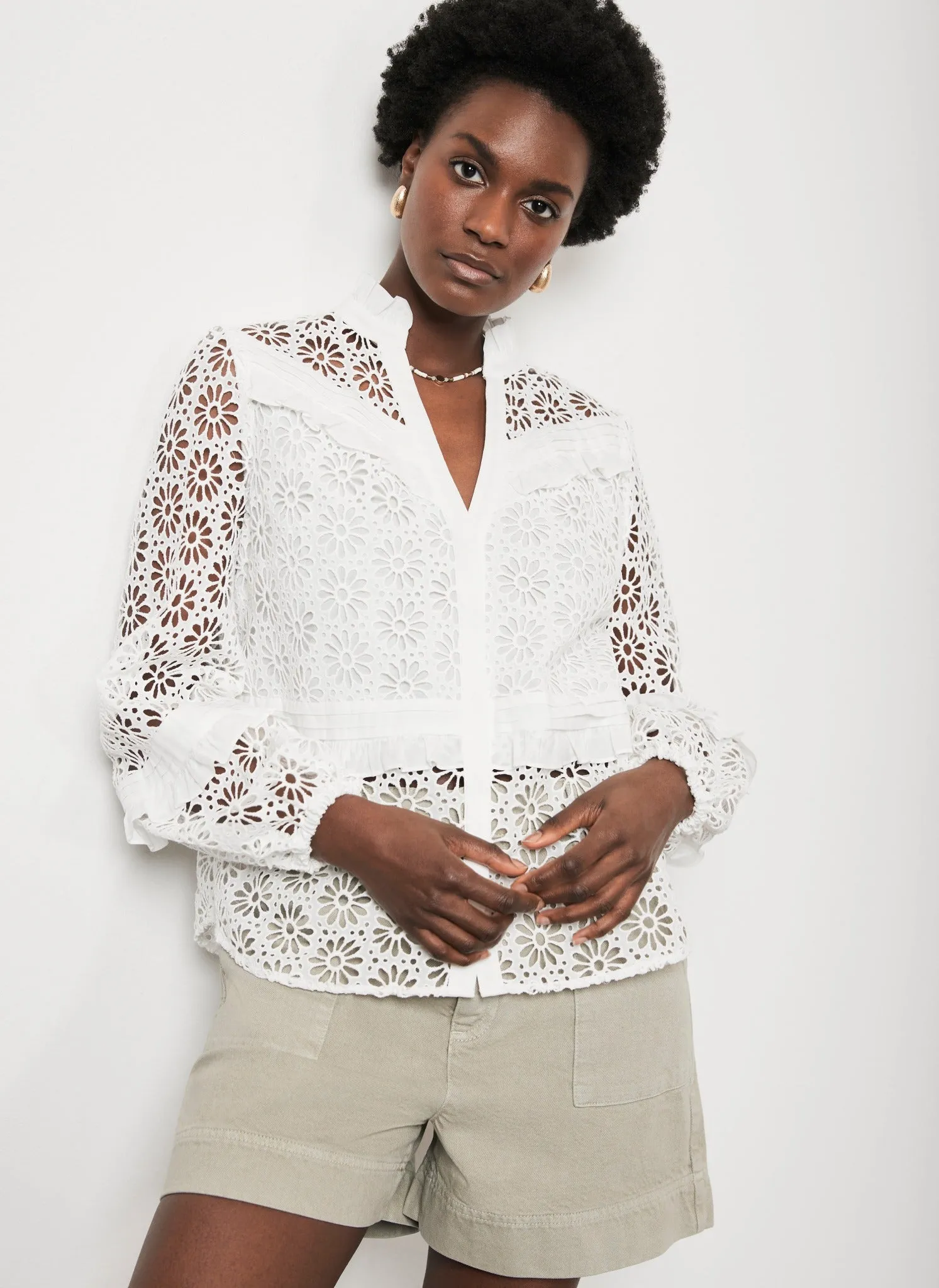 White Cotton Floral Blouse sold by Mint Velvet product image thumbnail 4
