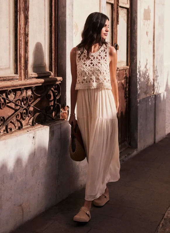 Cream Crochet Woven Midi Dress sold by Mint Velvet