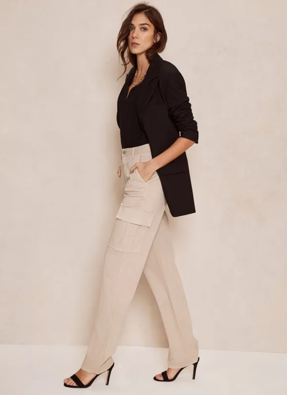 Cream Straight Cargo Trousers sold by Mint Velvet