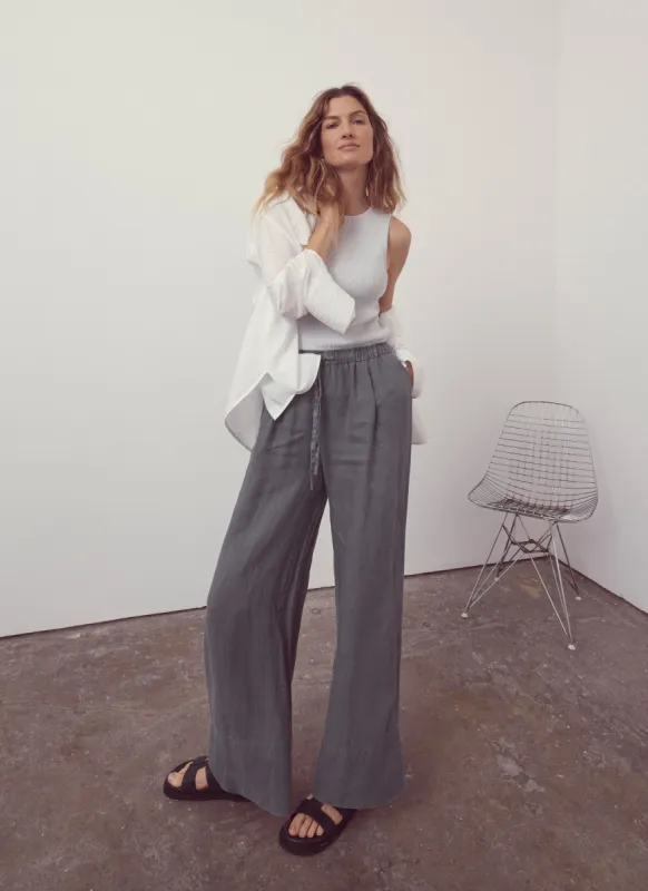 Grey Linen Wide Leg Trousers sold by Mint Velvet