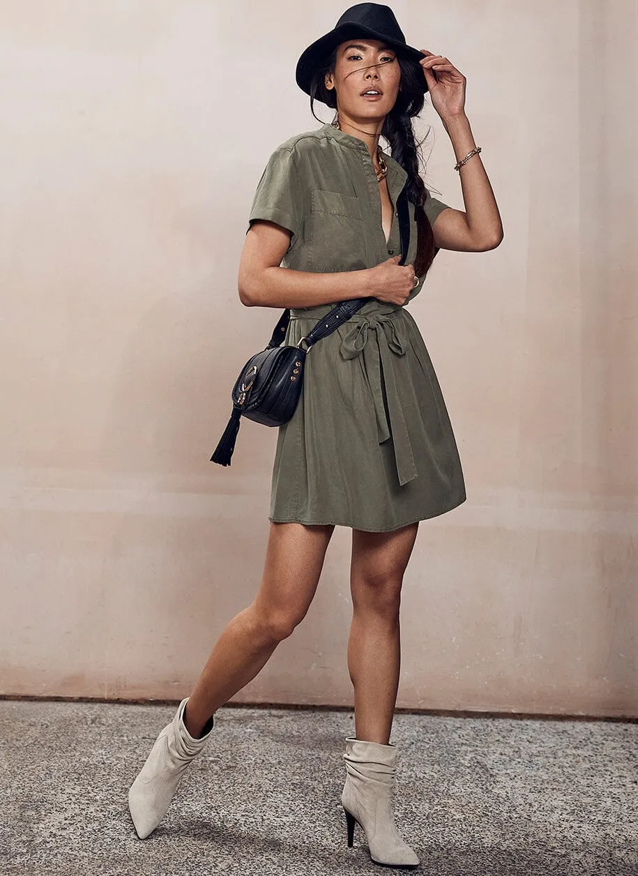 Khaki Mini Utility Shirt Dress sold by Mint Velvet product image thumbnail 3