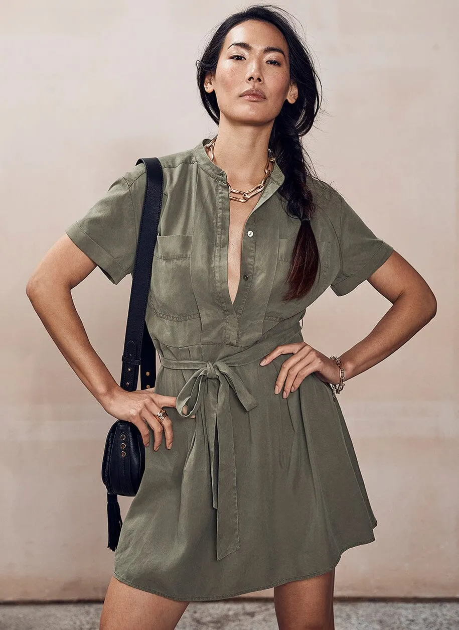 Khaki Mini Utility Shirt Dress sold by Mint Velvet product image thumbnail 2
