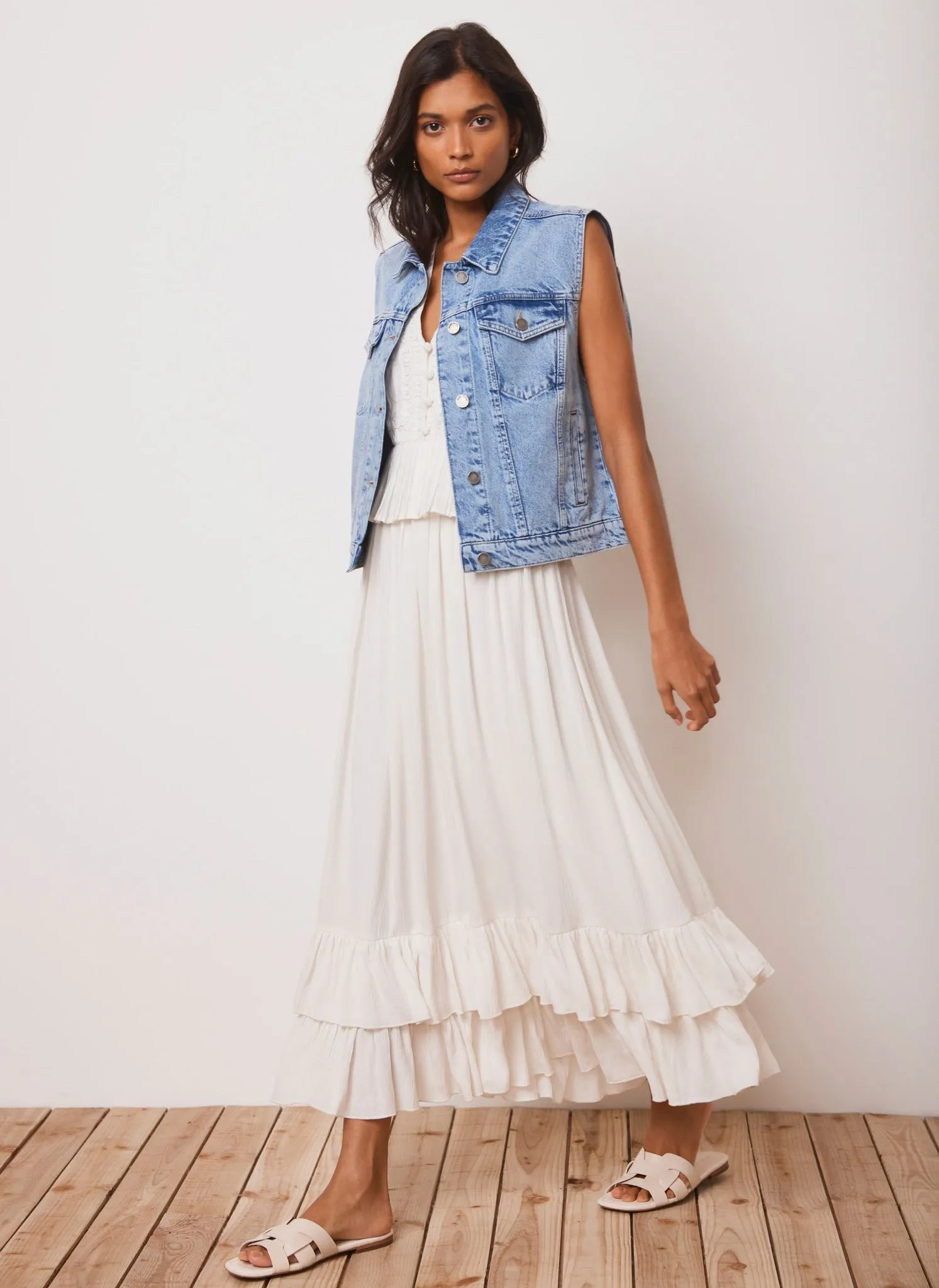 Cream Embroidered Tiered Maxi Dress sold by Mint Velvet product image thumbnail 3