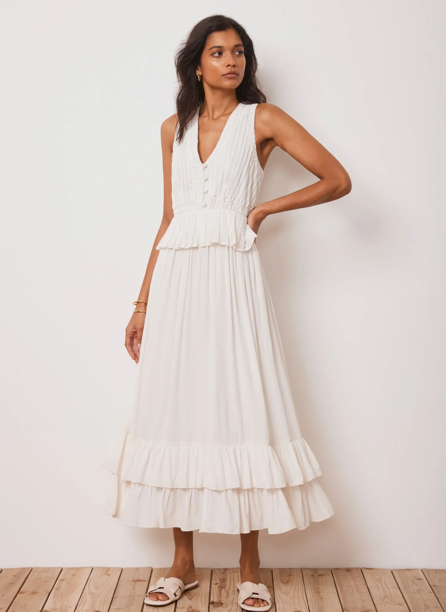 Cream Embroidered Tiered Maxi Dress sold by Mint Velvet product image thumbnail 5