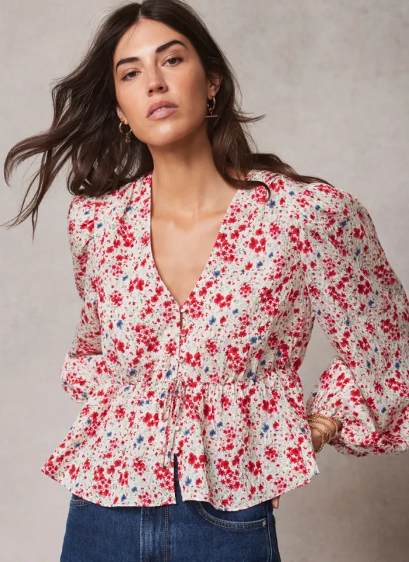 White Floral Print Blouse sold by Mint Velvet