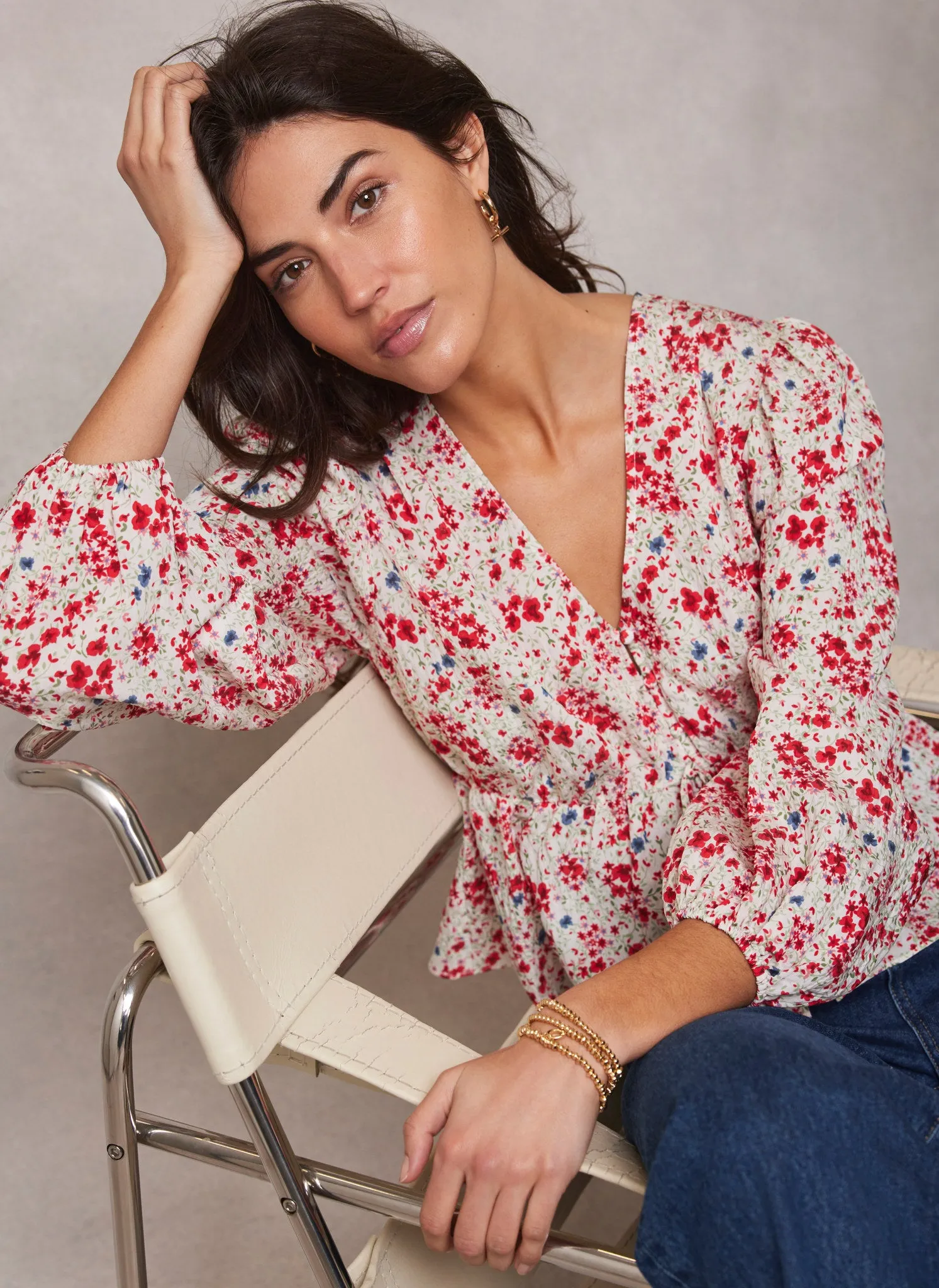 White Floral Print Blouse sold by Mint Velvet product image thumbnail 2