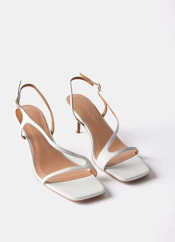 White Leather Strappy Kitten Heels sold by Mint Velvet