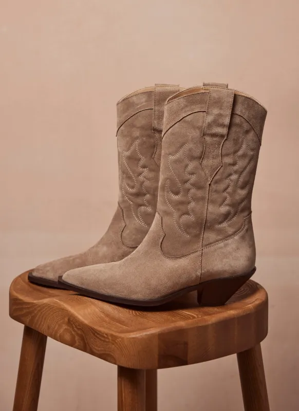 Beige Suede Cowboy Boots sold by Mint Velvet