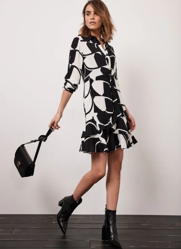 Black Print Mini Shirt Dress sold by Mint Velvet