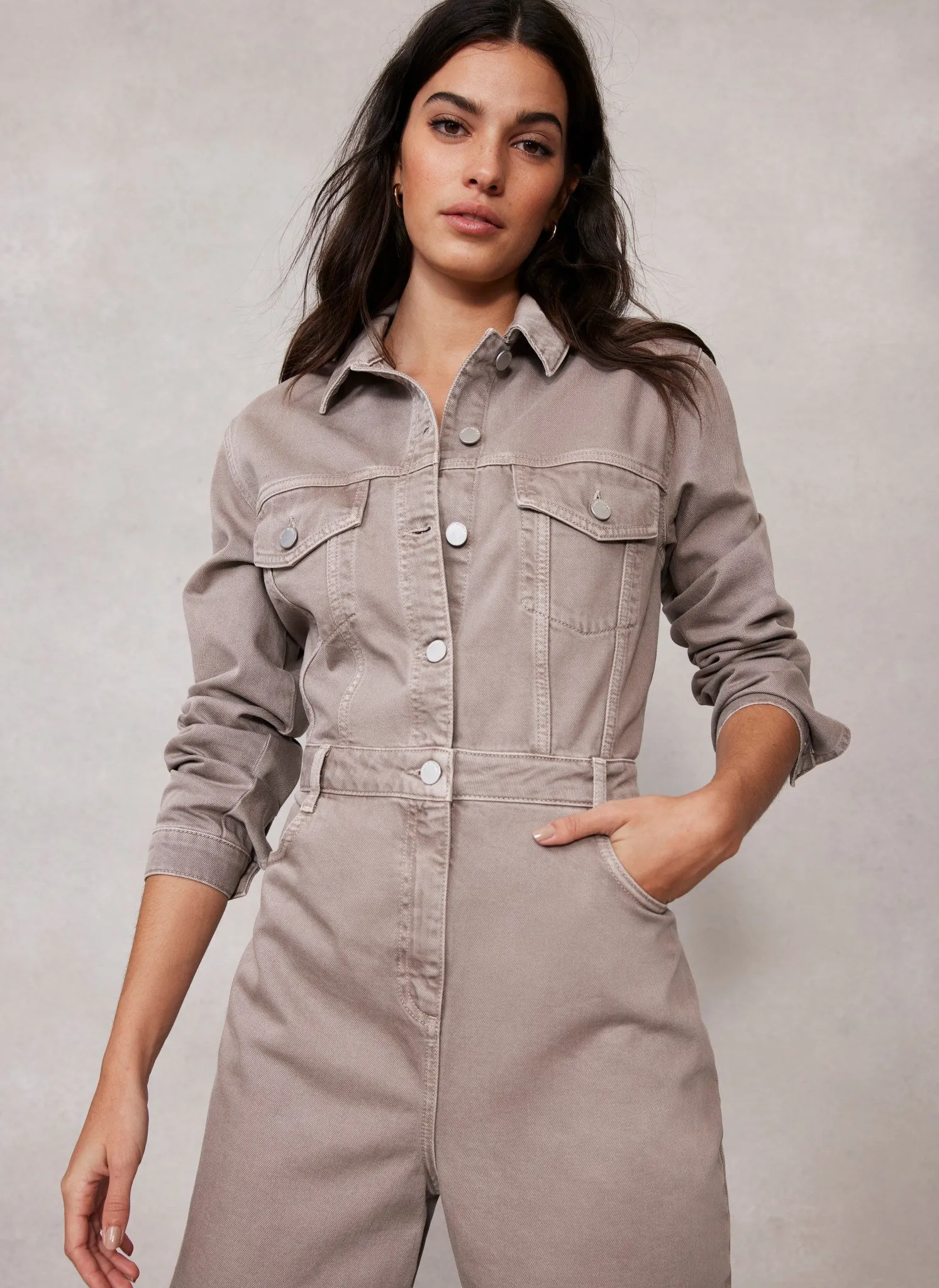 Taupe Denim Jumpsuit sold by Mint Velvet product image thumbnail 3