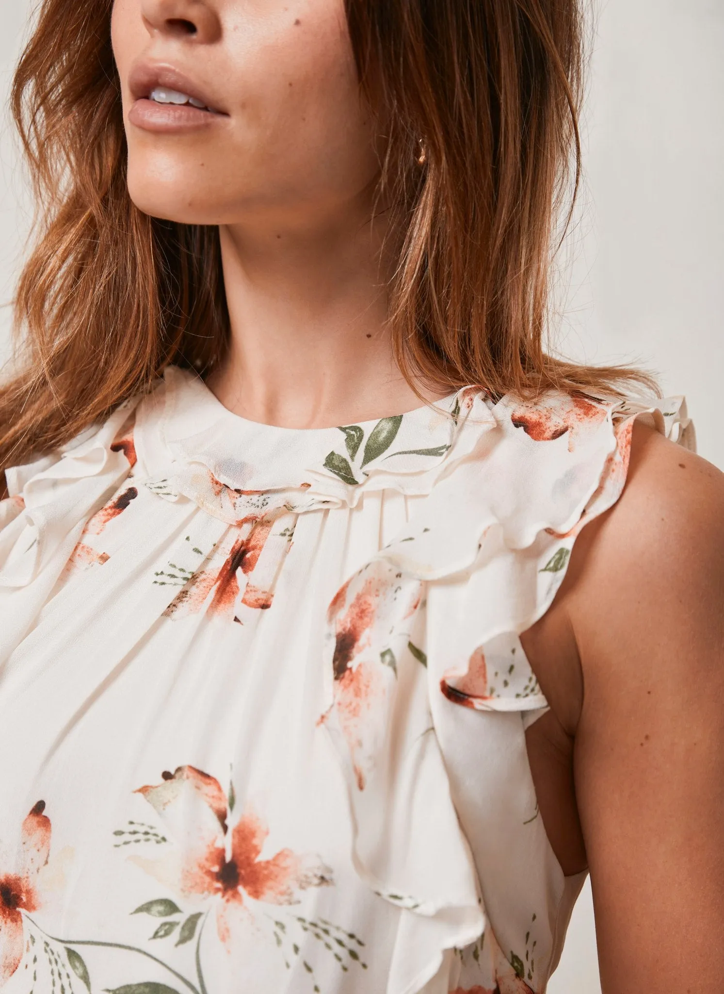 Neutral Floral Print Midi Dress sold by Mint Velvet product image thumbnail 4