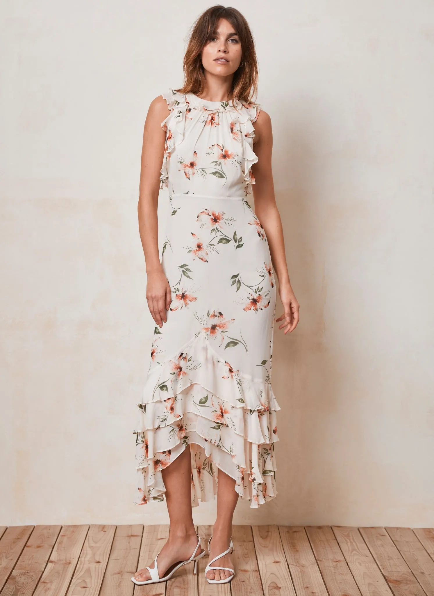 Neutral Floral Print Midi Dress sold by Mint Velvet product image thumbnail 3