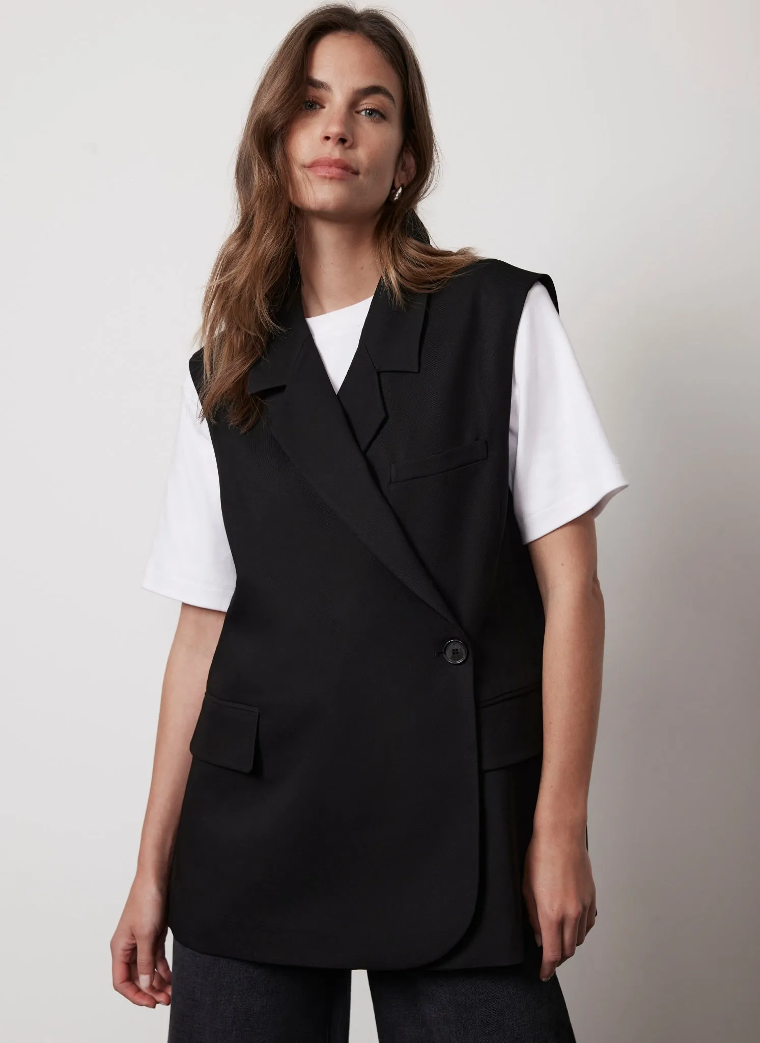 Black Longline Waistcoat sold by Mint Velvet