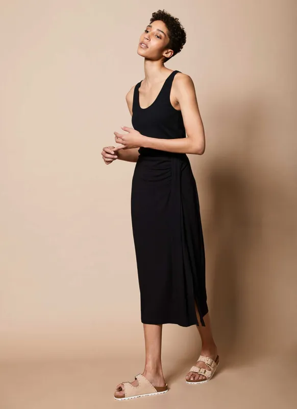 Black Draped Jersey Midi Skirt sold by Mint Velvet