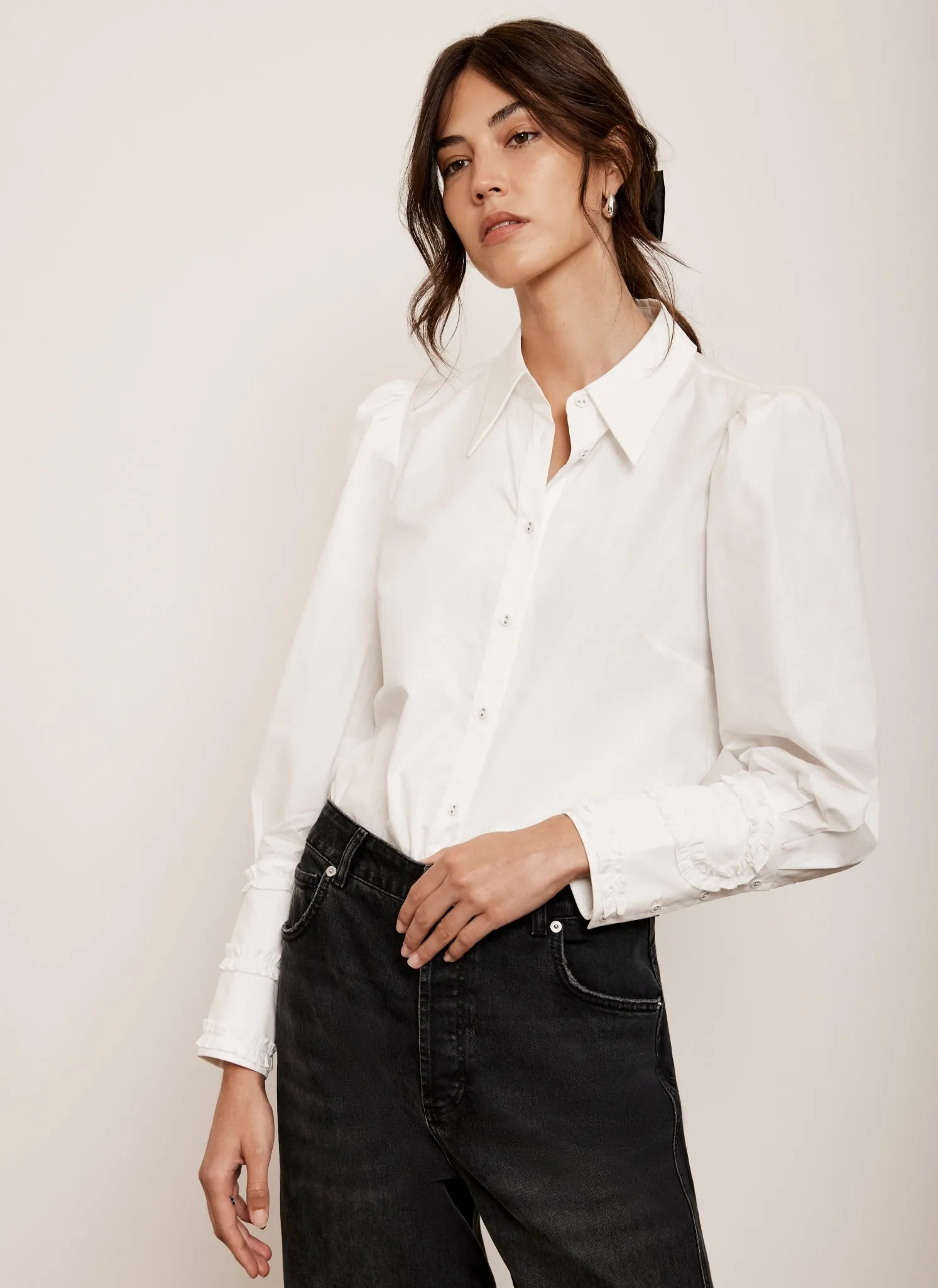 White Cotton Cuff Detail Shirt sold by Mint Velvet product image thumbnail 5