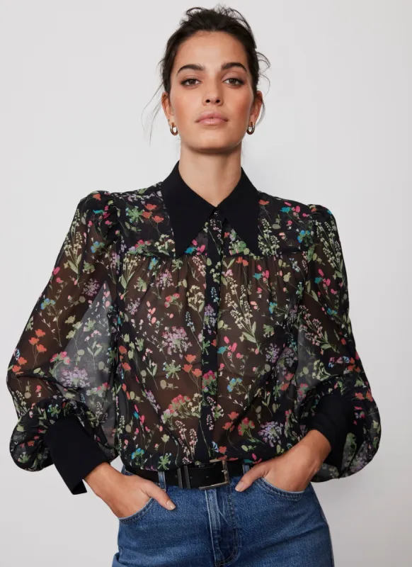 Black Floral Print Shirt sold by Mint Velvet