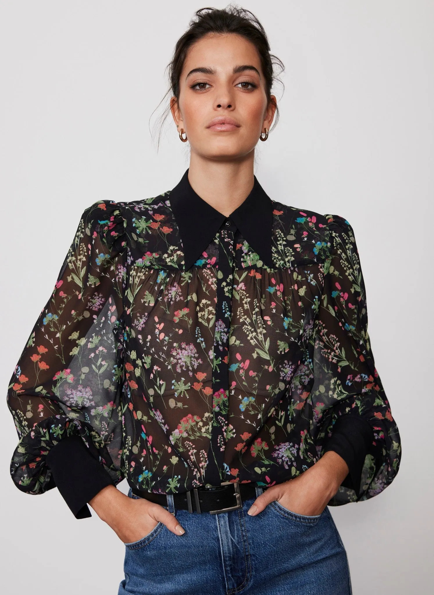 Black Floral Print Shirt sold by Mint Velvet