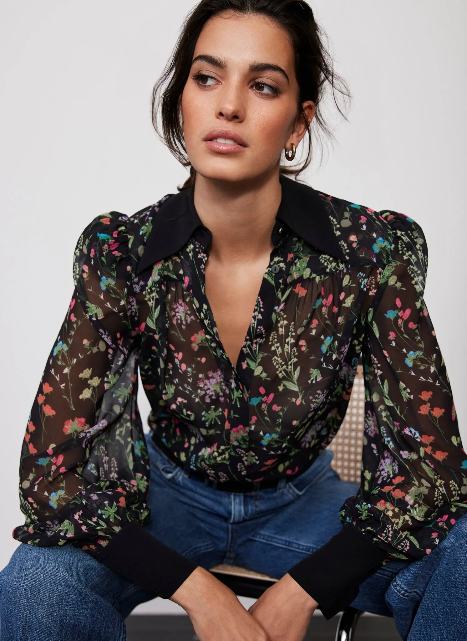 Black Floral Print Shirt sold by Mint Velvet product image thumbnail 2
