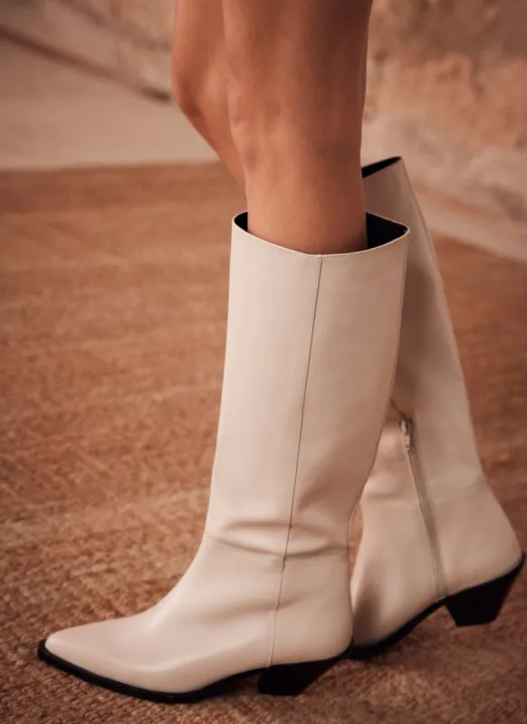 White Long Cowboy Boot sold by Mint Velvet