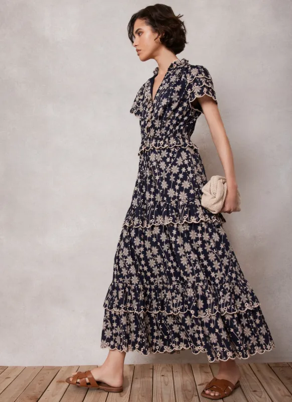 Navy Floral Print Maxi Dress sold by Mint Velvet