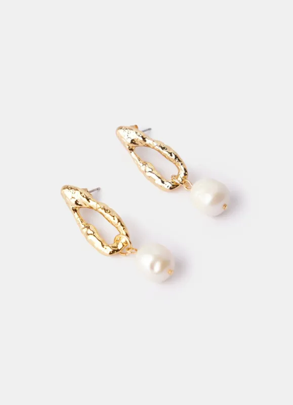 Gold Tone Pearl Drop Earrings sold by Mint Velvet